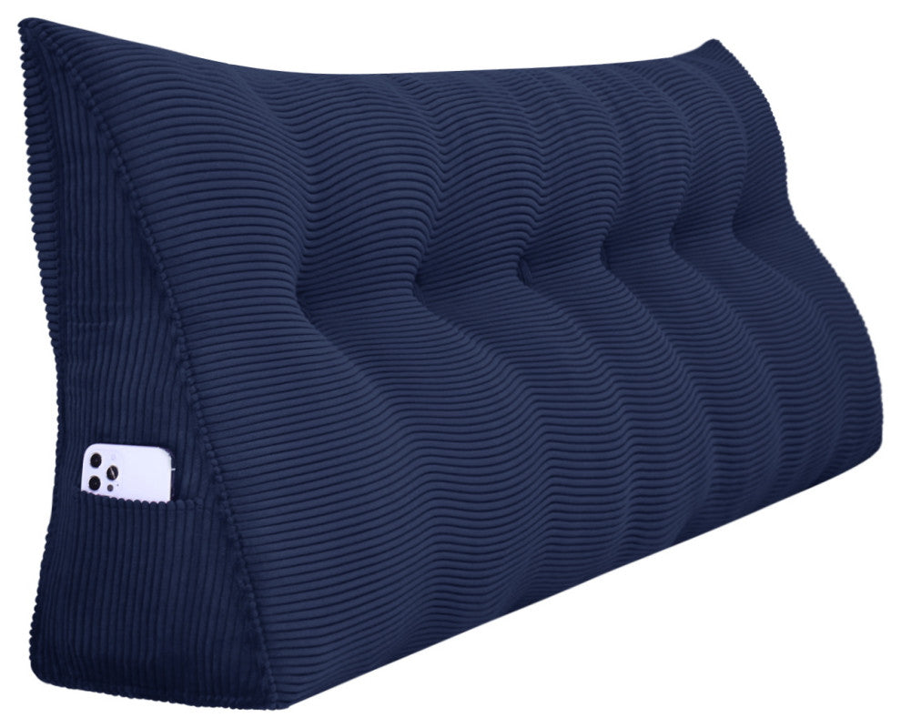 Wedge Pillow, Headboard Cushion, Reading Pillow, Dark Blue, 71x20x8