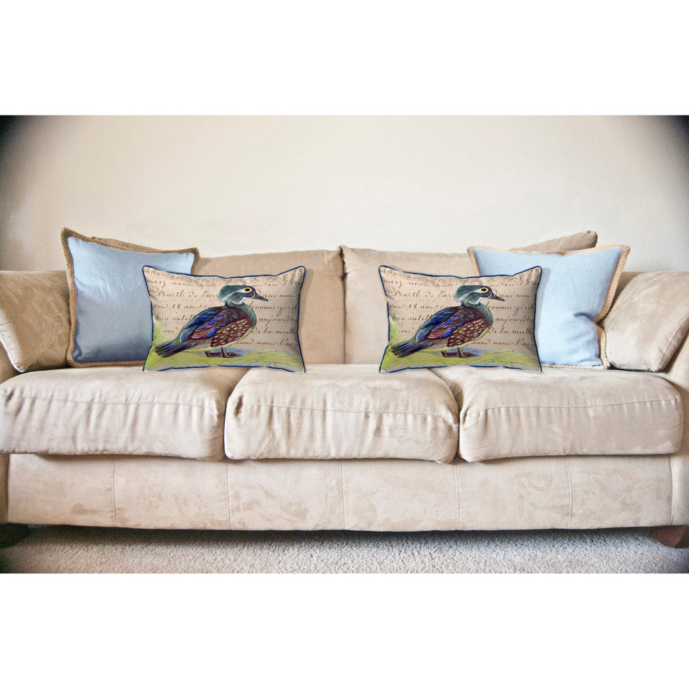 Female Wood Duck Script Large Indoor/Outdoor Pillow 16x20