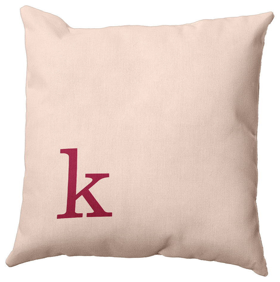 20"x20" Modern Monogram Decorative Throw Pillow, Cranberry