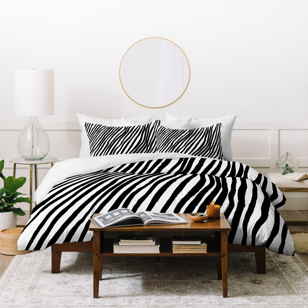 Georgiana Paraschiv Diagonal Stripes Black Duvet Cover Set, Twin XL