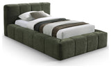 Carlin Upholstered Bed, Olive, Twin, Chenille Fabric