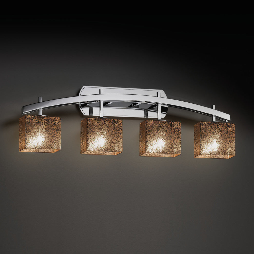 Fusion Archway 4-Light Bath Bar, Rectangle, Polished Chrome, Mercury Glass Shade