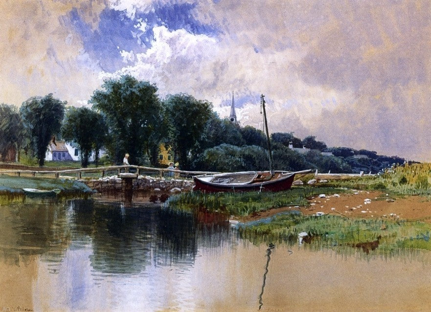 Alfred Thompson Bricher Landscape With Children on a Bridge Wall Decal