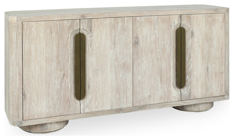 Tiber 74" Oak Veneer Buffet Sideboard, Whitewashed