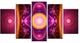 Pink Cryptical Fractal Design, Contemporary Wall Art Canvas, 60"x32", 5 Panels
