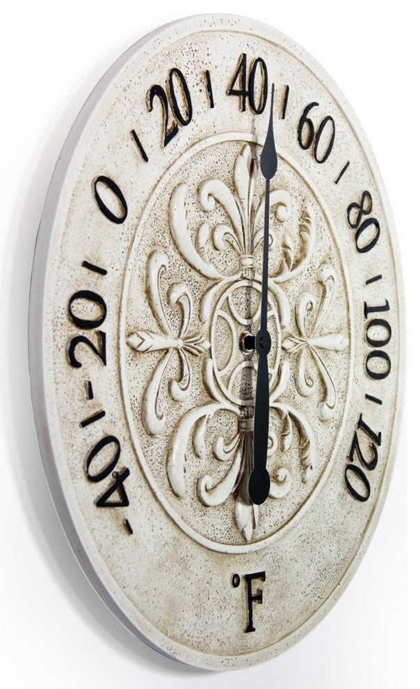 Blanc Fleur Indoor/Outdoor Decorative Wall Thermometer 15"