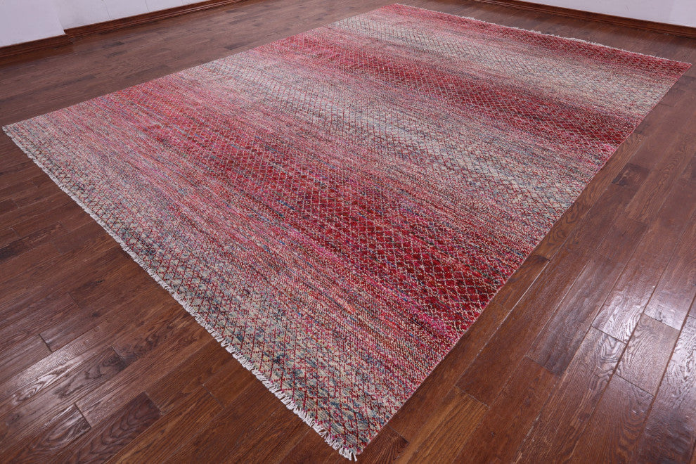 10' 2" X 13' 10" Savannah Grass Handmade Wool & Silk Rug - Q15427