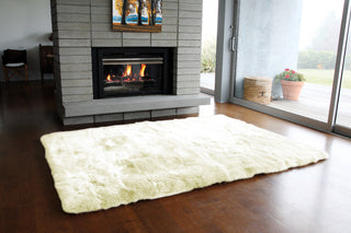 Longwool Sheepskin Straight Edge Rug, Ivory, 4'x6'