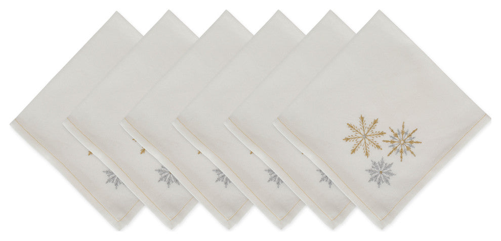 Sparkle Snowflakes Embroidered Na-Packin, Set Of 6