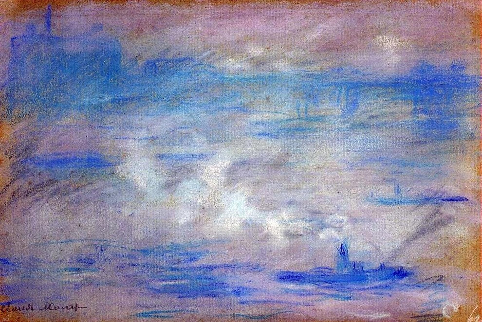 Claude Oscar Monet Boats on the Thames Fog Effect Wall Decal Print