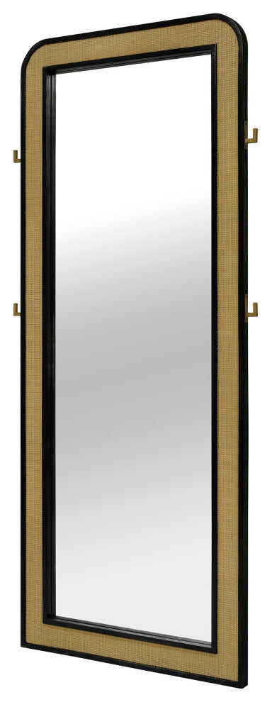 Arini Cane Weave Full Length Standing Floor Mirror Black