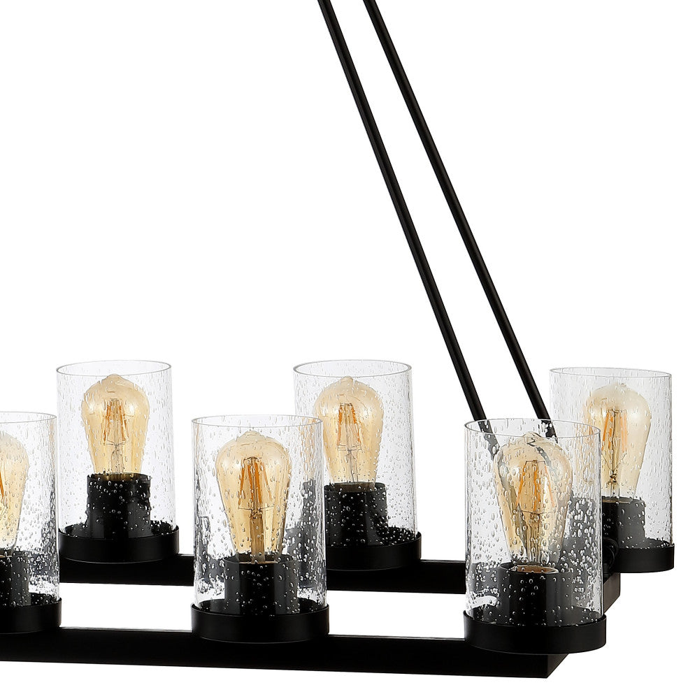 Athos 45" 12-Light Glass/Iron Rustic Farmhouse LED Candelier, Oil Rubbed Bronze