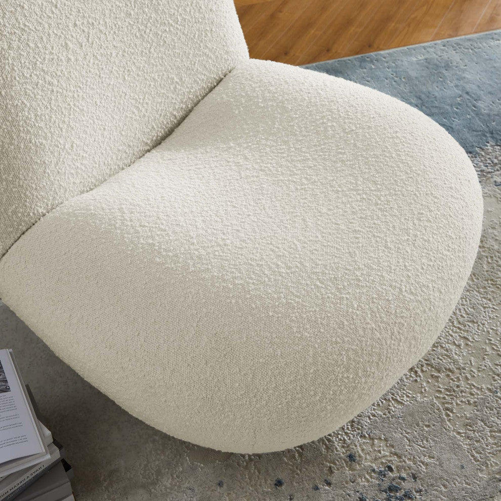 Swivel Accent Chair, Gold Ivory, Fabric, Modern, Lounge Cafe Hotel Hospitality