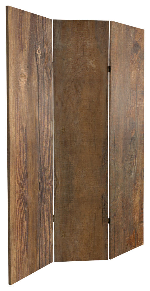 6' Tall Double Sided Wood Grain Canvas Room Divider