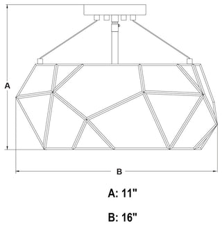 Euclid 16-In. 3 Light Semi-Flush Mount Aged Brass
