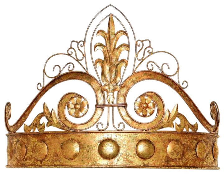 Ornate Gold Scrollwork Bed Crown Tester Wrought Iron Cast Baroque Antique Style