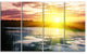 Bright Yellow Sunrise over Lake, Large Seashore Canvas Print, 48"x28", 4 Panels