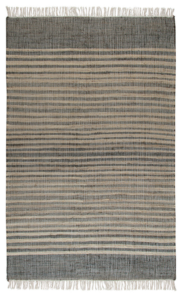 8' x 10' Coronado Gray and Natural Stripe Flatweave Area Rug