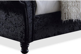 Castello Velvet Upholstered Faux Crystal-ButToned Sleigh Queen Platform Bed