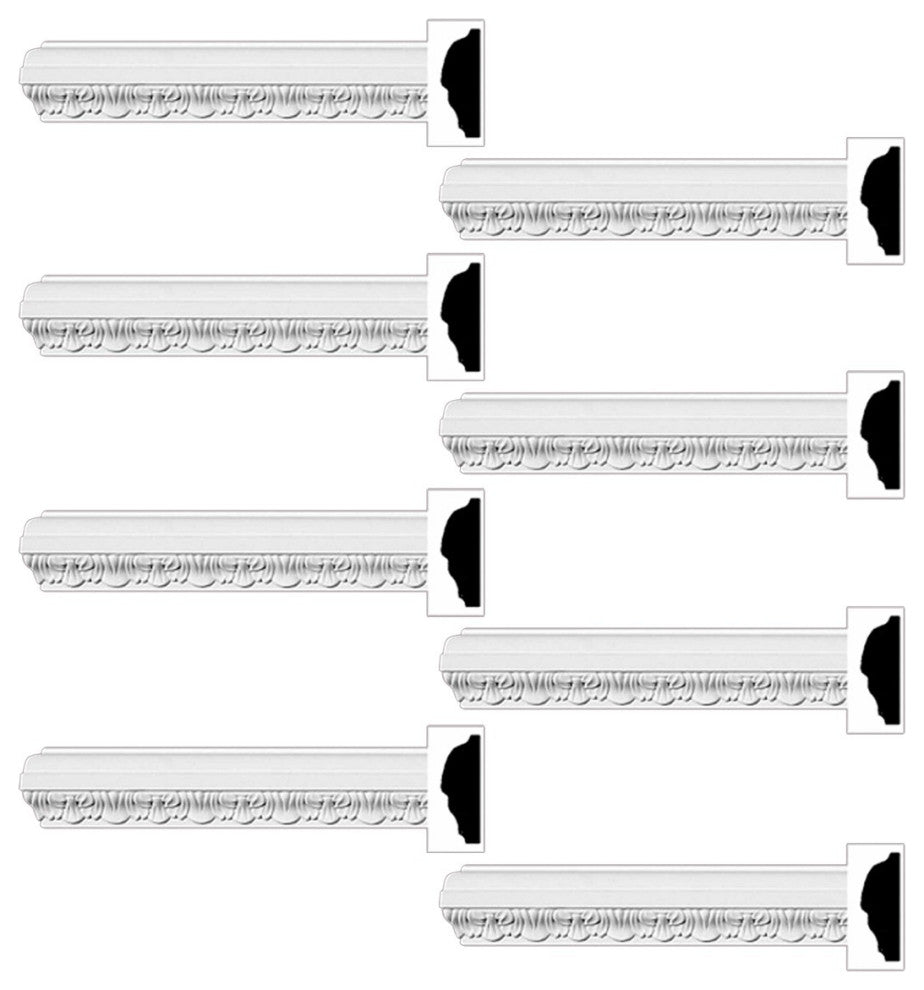 Ornate Cornice White Urethane Design 8 Pieces Totaling 752" Length