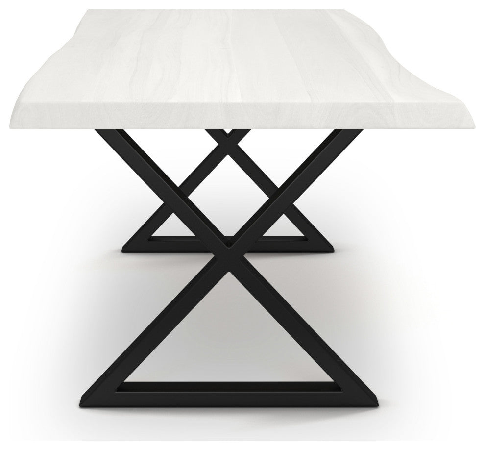Brooks Dining Table, White Wash, Black, 40"x79",X-Base