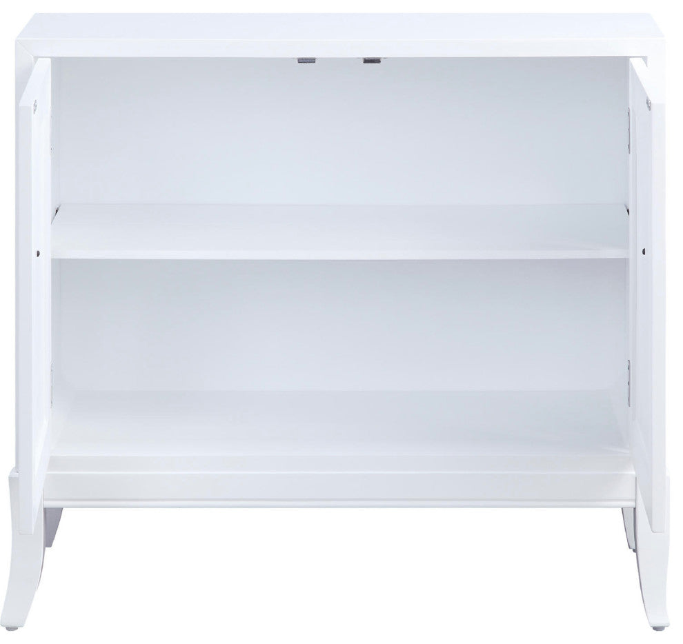 Wood Console Table With 2 Doors, White Finish