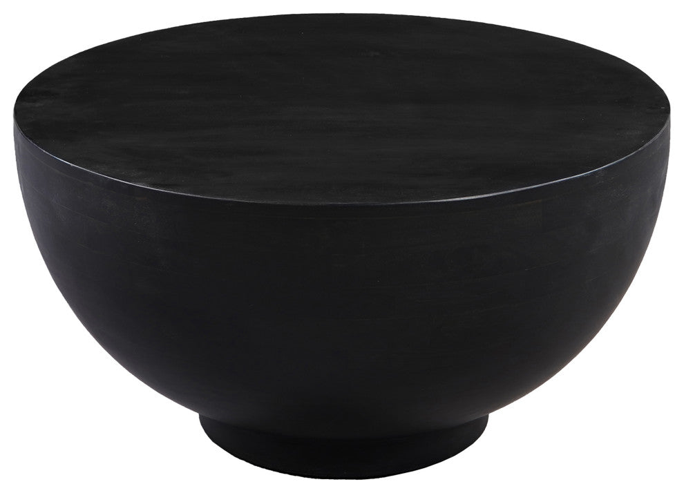 Benzara UPT-276366 30" Round Drum Shape Coffee Table, Matte Black