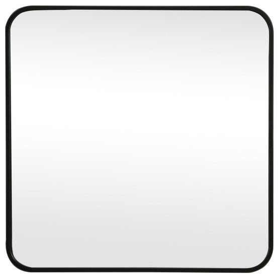 Elegant Decor Soft Corner Metal Square Mirror 24X24" in Black