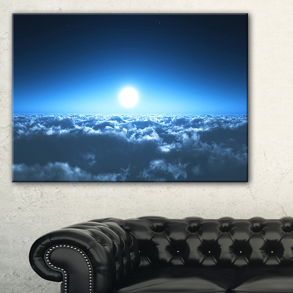 "Night Flight Above Clouds" Extra Large Wall Art Landscape, 1 Panel, 60"x28"