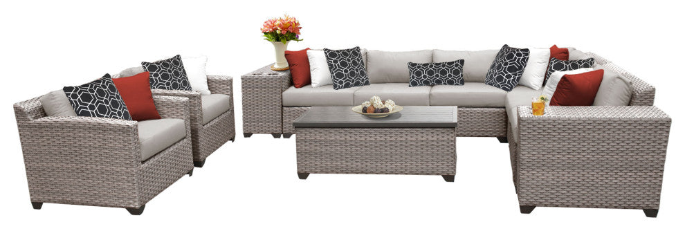 Florence 11 Piece Outdoor Wicker Patio Furniture Set 11d