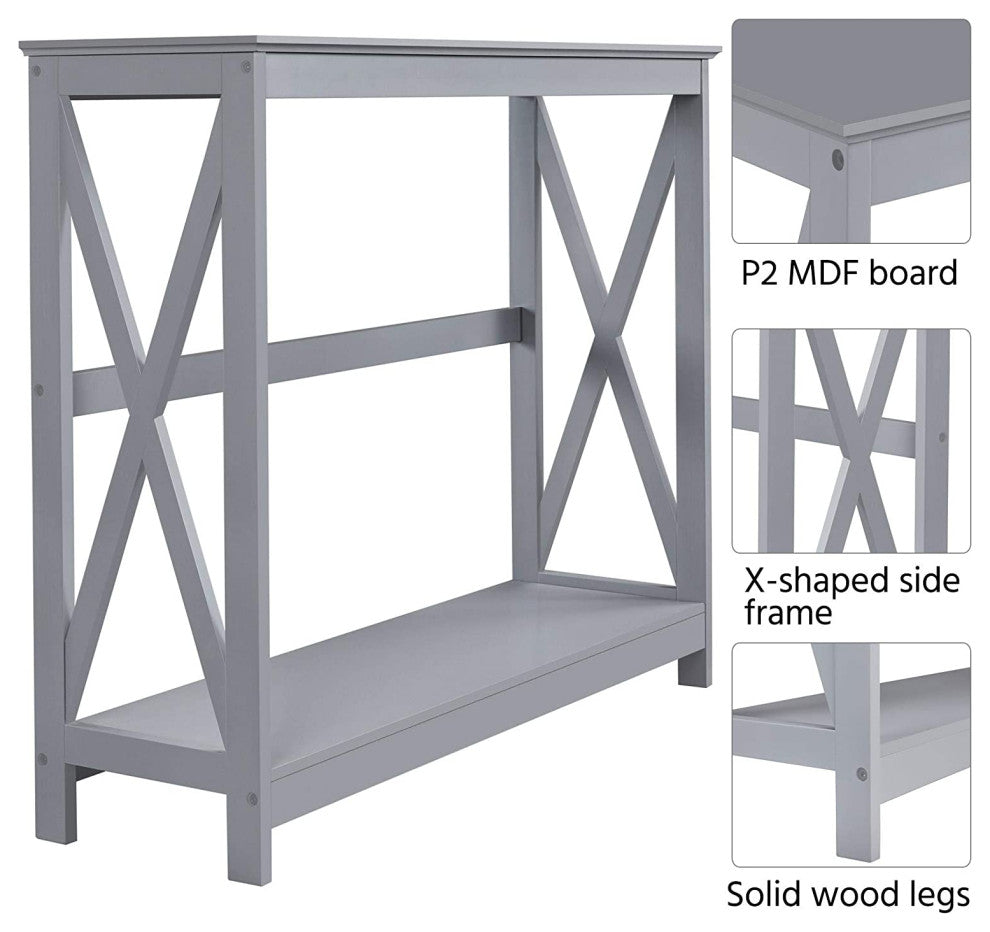 Modern 2-Tier Entryway Table, Grey