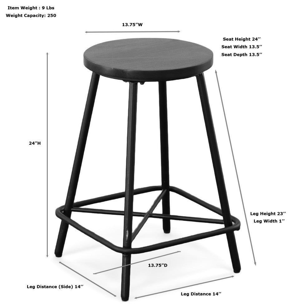 Illona 24" Stool, Set of 2, Whitewash