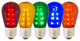 S14 LED Multi Transparent Plastic 130Volt Bulb, 5 per pack, S14 Medium