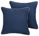 Sunbrella Canvas Navy/Cast Silver Outdoor Corded Pillows, Set of 2, 20x20
