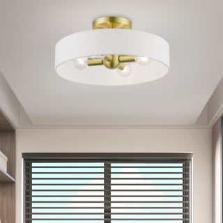 Venlo 4 Light Satin Brass With Shiny White Accents Semi-Flush