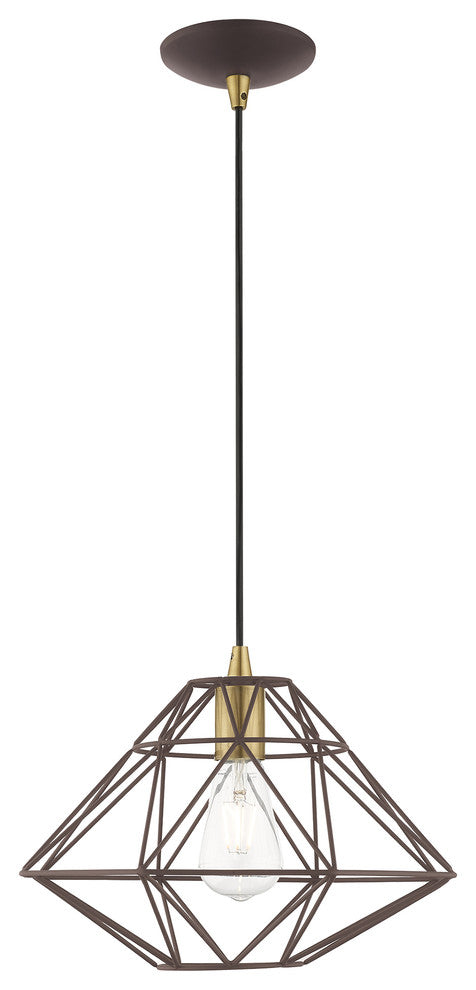 Livex Lighting 1-Light Mini Pendant, Bronze