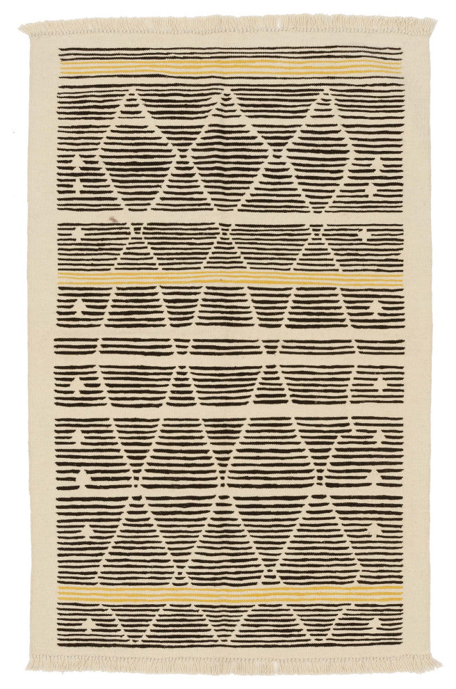 Beige, Brown New Handwoven Turkish Kilim Rug 3' 10" x 6' 1", 46 in. x 73 in.