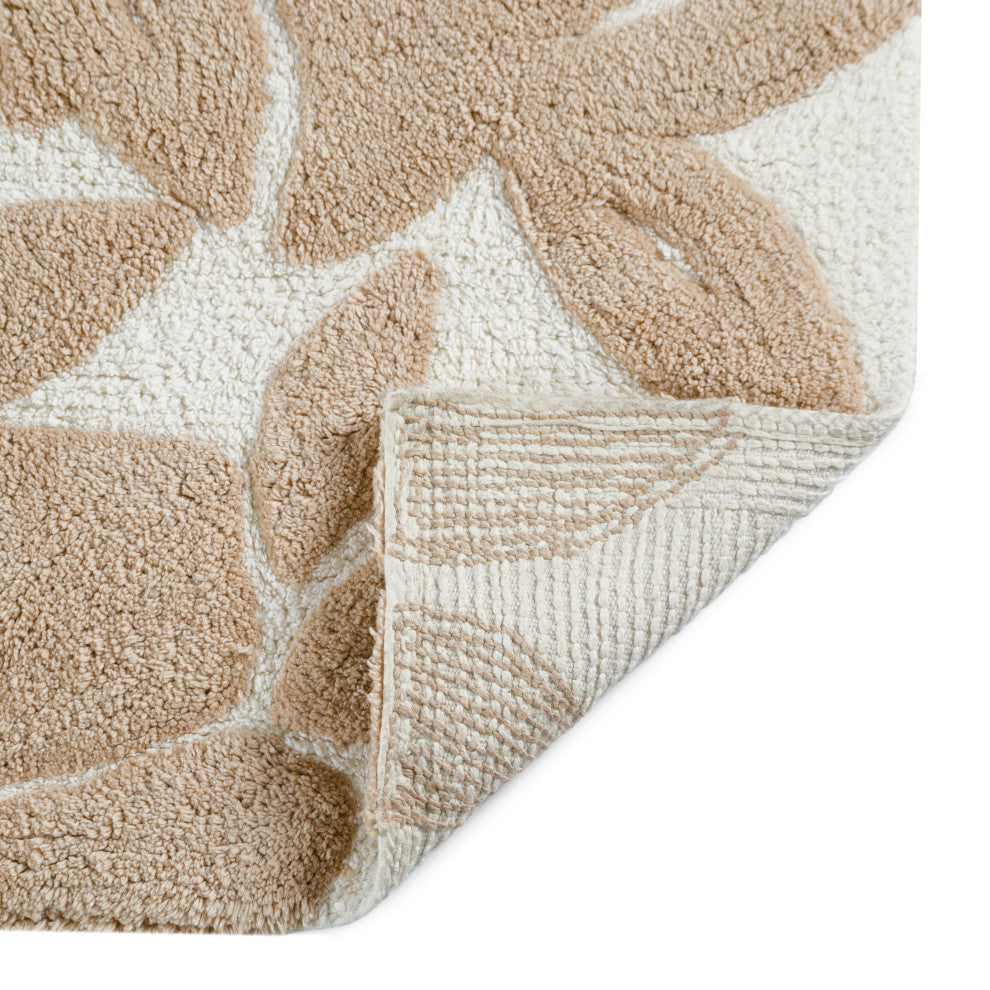 Burlington Leaf Indoor Cotton Bath Mat, Beige/Ivory, 21"x34"