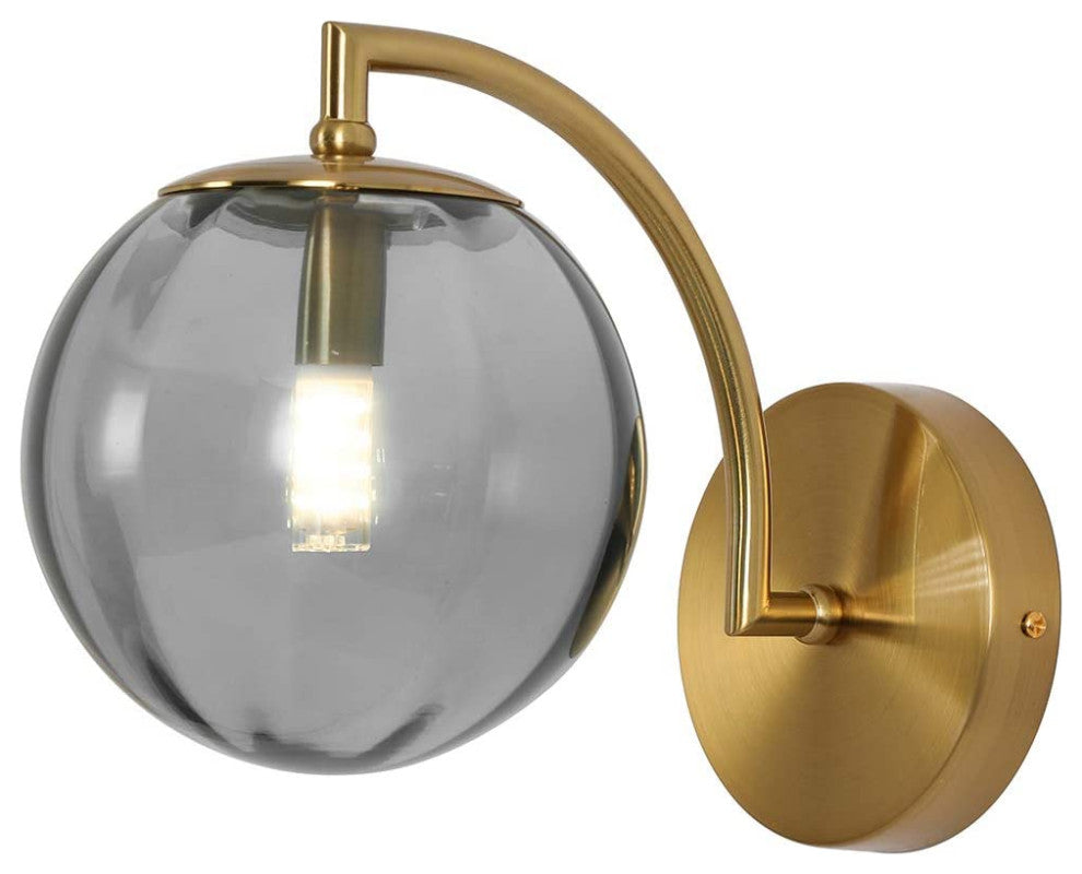 Antique Farmhouse Sconce Bubble Glass Wall Light Fixture With Wood Finished