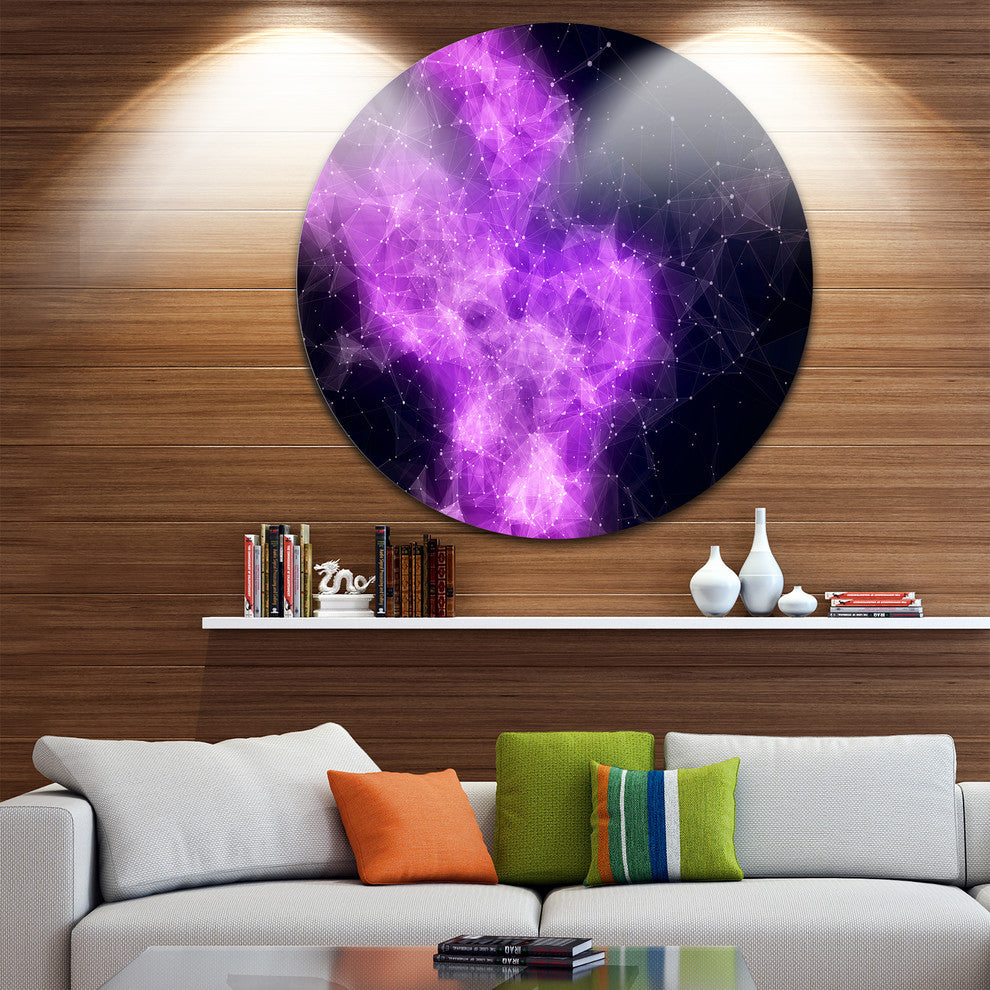Fractal Violet Nebula, Abstract Art Round Wall Art, 36"