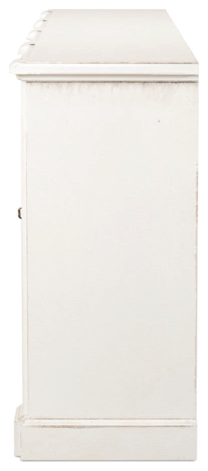 Crested Wall Cabinet Antiqued White Sideboard