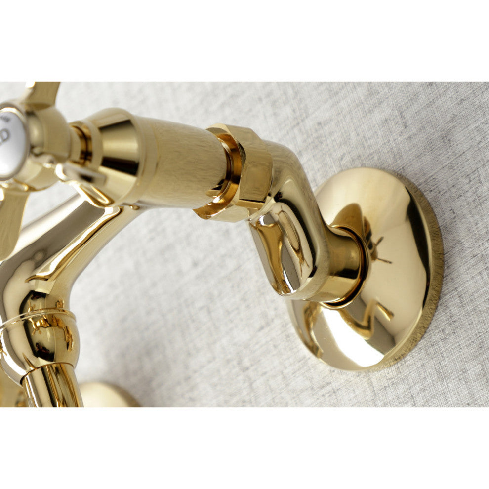 Kingston Brass KS115PB Two Handle Wall Mount Bathroom Faucet, Polished Brass