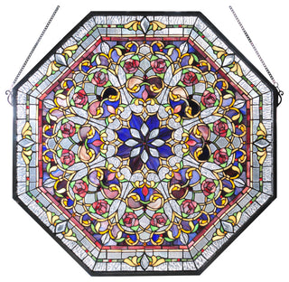 25W X 25H Floral Stained Glass Window
