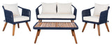 Safavieh Outdoor Raldin Rope 4 Piece Living Set Navy/Beige