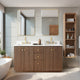 Oza Bath Vanity with Quartz Stone Top, Aged Dark Brown Oak, 60", Double Vanity, No Mirror