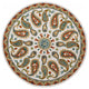5" Round Orange and White Paisley Area Rug