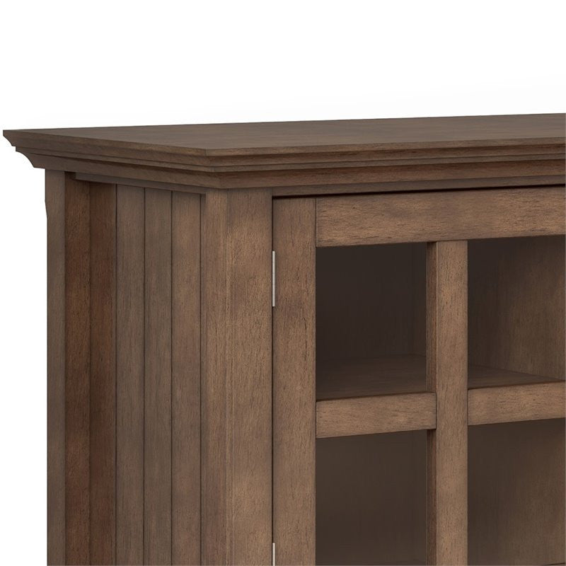 Solid Wood 60" Wide Tv Media Stand In Rustic Natural Aged Brown