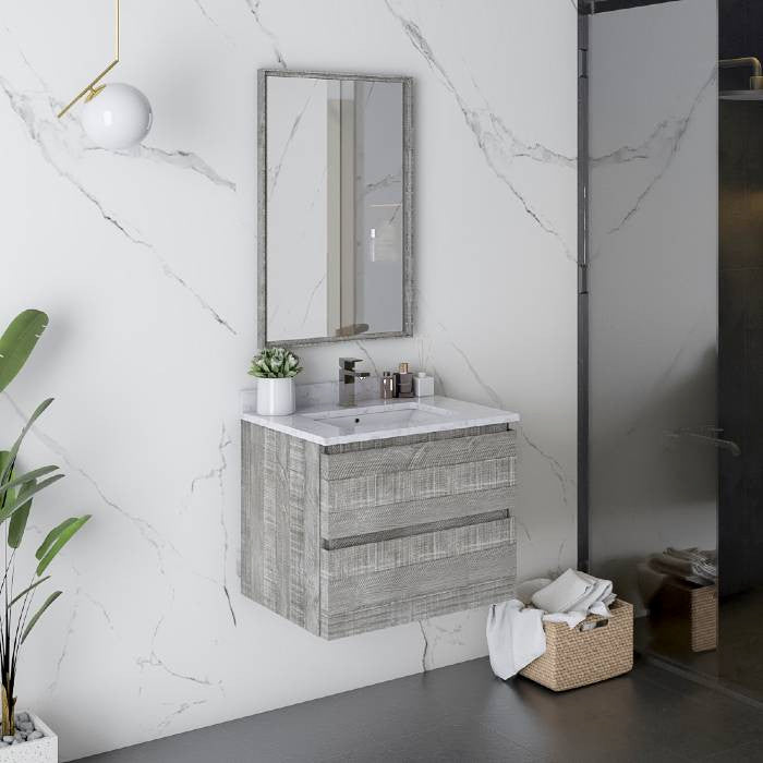 Fresca Formosa Modern 24" Ash Wall Hung Bathroom Vanity Set