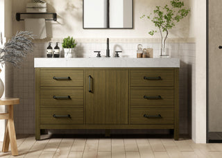 Home Living 60" Single Bathroom Vanity, Chestnut Brown