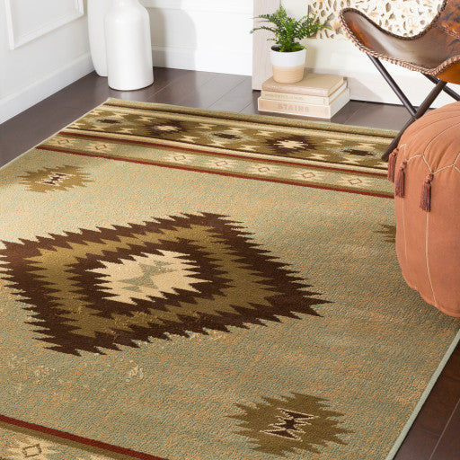 Surya Paramount PAR-1084 5'3"x7'9" Rug, Dark Brown/Sage/Dark Red/Khaki/Beige